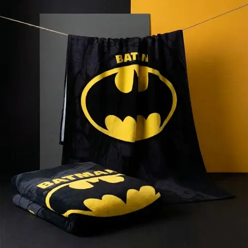DC Comics Batman Strandlaken 90 x 180 cm – Sneldrogende Strandhanddoek – Zwart Geel – Officieel DC Comics Gelicenseerd