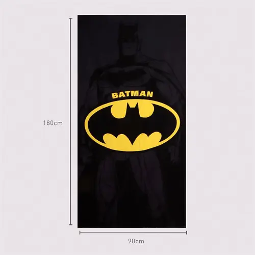 DC Comics Batman Strandlaken 90 x 180 cm – Sneldrogende Strandhanddoek – Zwart Geel – Officieel DC Comics Gelicenseerd