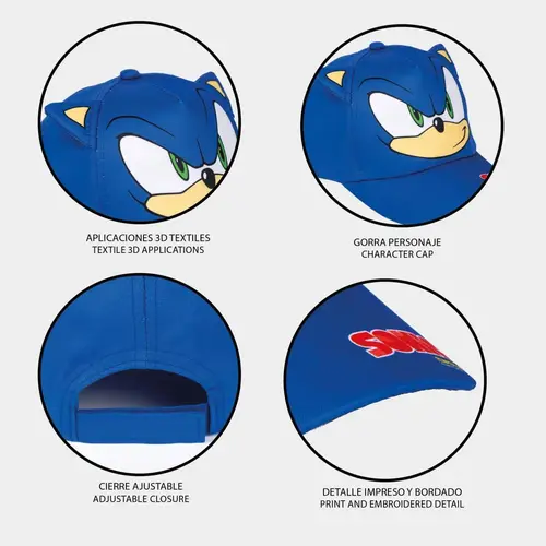 Sonic the Hedgehog Sonic the Hedgehog Pet met Oortjes – Blauwe Kinder Cap – Verstelbaar – Officieel Gelicenseerd