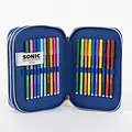 Sonic the Hedgehog Sonic the Hedgehog Gevuld Etui 3 Vaks – 46 Delig – 3D Ring Design – Officieel Gelicenseerd