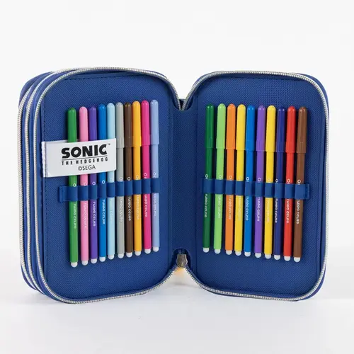 Sonic the Hedgehog Sonic the Hedgehog Gevuld Etui 3 Vaks – 46 Delig – 3D Ring Design – Officieel Gelicenseerd