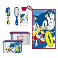 Sonic the Hedgehog Sonic the Hedgehog Verzorgingsset met Toilettas, Drinkfles, Haarborstel en Handdoek – Officieel Gelicenseerd