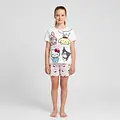 Hello Kitty Hello Kitty and Friends Shortama Meisjes Wit Roze – Tweedelige Zomerset met Hello Kitty My Melody Kuromi en Cinnamoroll – Officiële Sanrio Merchandise