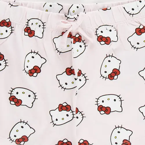 Hello Kitty Hello Kitty and Friends Shortama Meisjes Wit Roze – Tweedelige Zomerset met Hello Kitty My Melody Kuromi en Cinnamoroll – Officiële Sanrio Merchandise