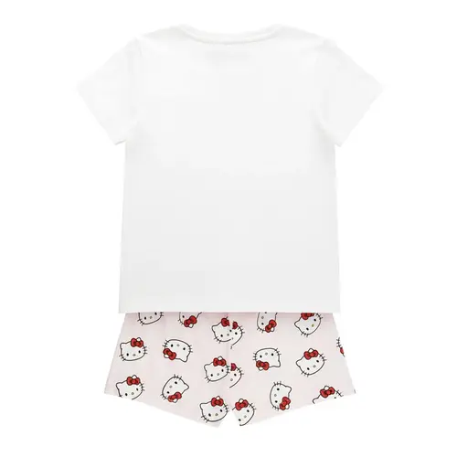 Hello Kitty Hello Kitty and Friends Shortama Meisjes Wit Roze – Tweedelige Zomerset met Hello Kitty My Melody Kuromi en Cinnamoroll – Officiële Sanrio Merchandise
