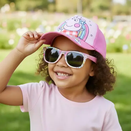 Peppa Pig Peppa Pig Pet en Zonnebril Set Kinderen - Roze - UV400 Bescherming - Verstelbare Pet - Officiële Merchandise