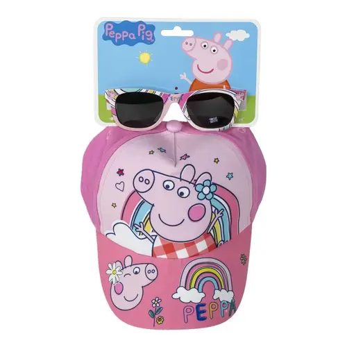 Peppa Pig Peppa Pig Pet en Zonnebril Set Kinderen - Roze - UV400 Bescherming - Verstelbare Pet - Officiële Merchandise