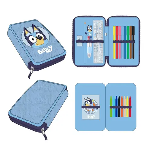 Bluey Bluey Gevulde Fluffy Etui - 1 Zipper Etui met Schoolspullen - Pluche Etui - Officiële Bluey Merchandise Bluey Bluey Gevulde Fluffy Etui - 1 Zipper Etui met Schoolspullen - Pluche Etui - Officiële Bluey Merchandise