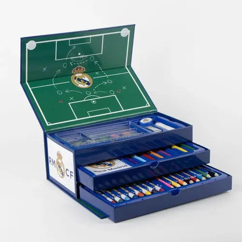 Real Madrid Real Madrid Tekendoos XL - 42 Delige Kleurset met Kleurpotloden, Stiften, Verf en Koffer - Officiële Real Madrid Merchandise Real Madrid Real Madrid Tekendoos XL - 42 Delige Kleurset met Kleurpotloden, Stiften, Verf en Koffer - Officiële Real Madrid Merchandise
