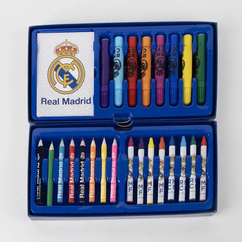 Real Madrid Real Madrid Tekendoos XL - 42 Delige Kleurset met Kleurpotloden, Stiften, Verf en Koffer - Officiële Real Madrid Merchandise Real Madrid Real Madrid Tekendoos XL - 42 Delige Kleurset met Kleurpotloden, Stiften, Verf en Koffer - Officiële Real Madrid Merchandise