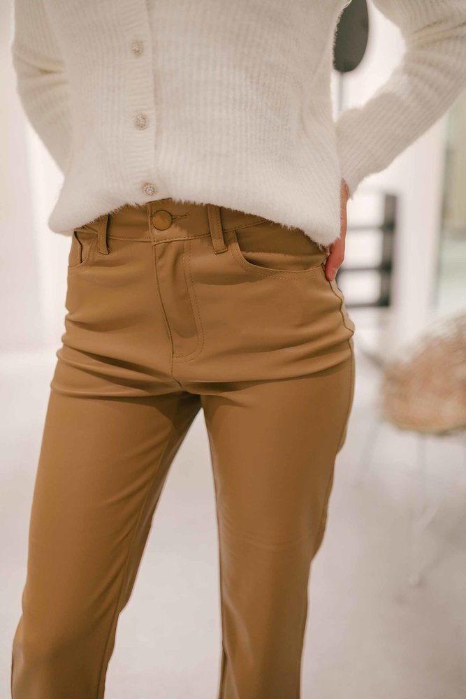 SOLANGE pantalon en simili beige