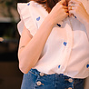 YAIZA chemise bleu à coeur blanc YAIZA chemise bleu à coeur blanc