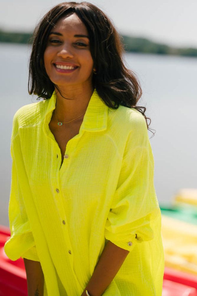 PATRIZIA robe-chemise mi-longue jaune