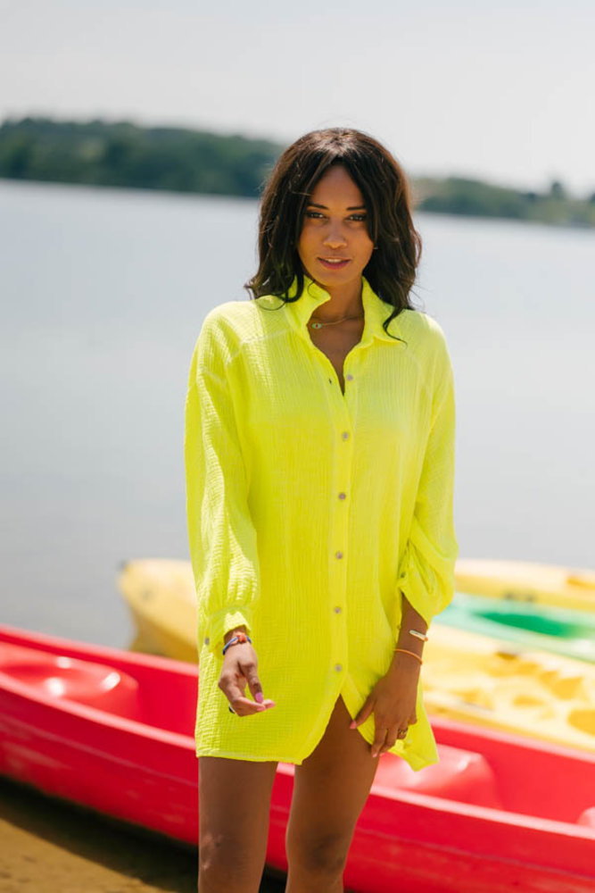 PATRIZIA robe-chemise mi-longue jaune