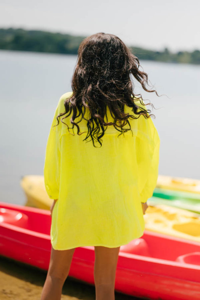 PATRIZIA robe-chemise mi-longue jaune