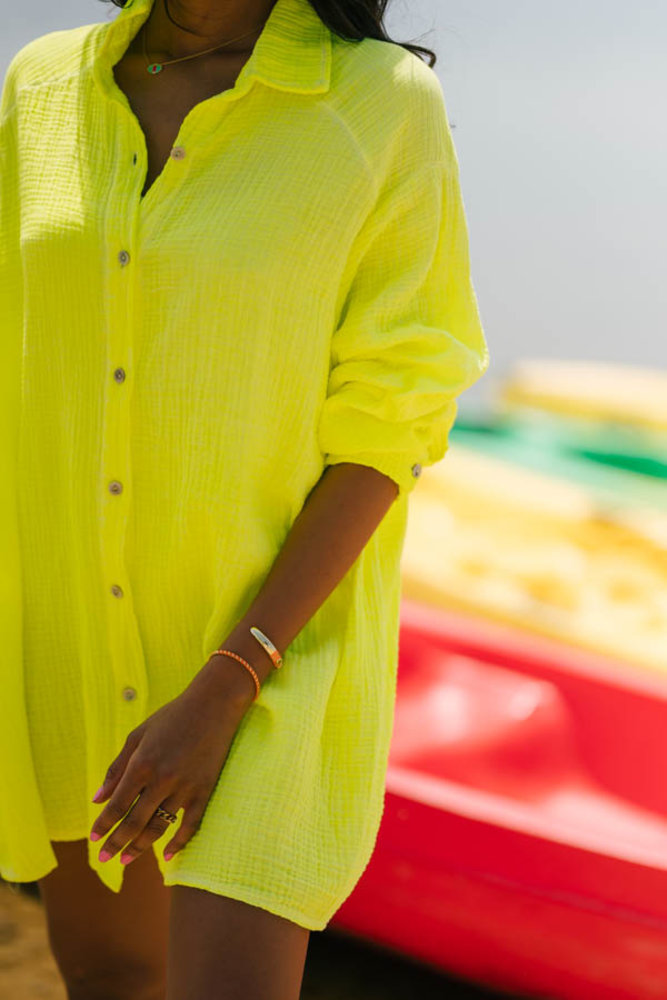 PATRIZIA robe-chemise mi-longue jaune