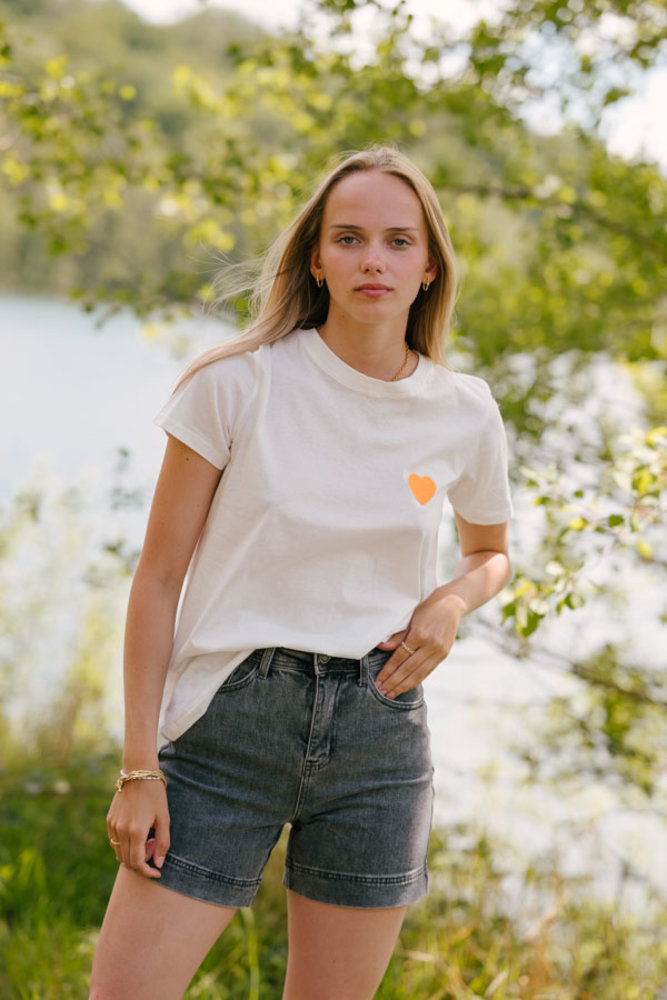 ATHEA t-shirt blanc et orange ATHEA t-shirt blanc et orange