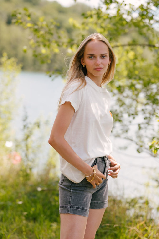 ATHEA t-shirt blanc et orange ATHEA t-shirt blanc et orange