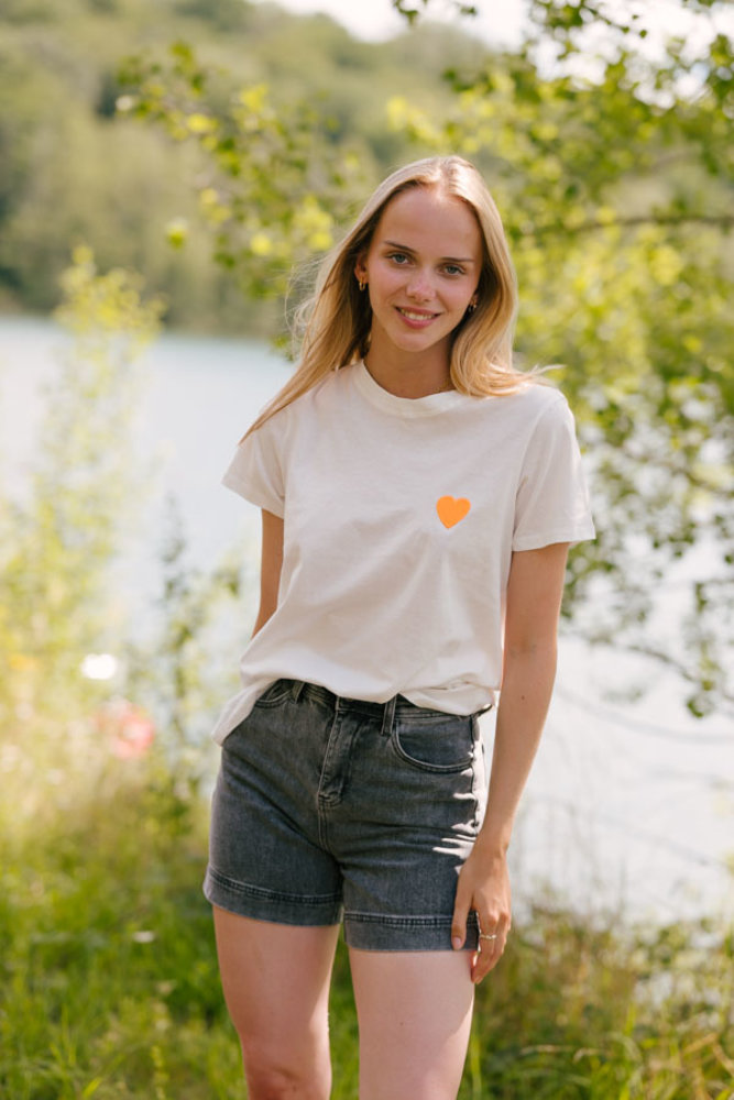 ATHEA t-shirt blanc et orange ATHEA t-shirt blanc et orange