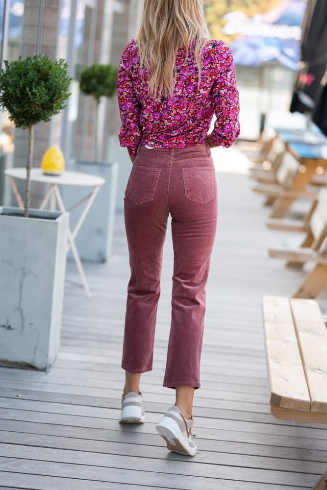 SOLANGE pantalon en velours rose