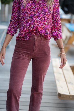 SOLANGE pantalon en velours rose