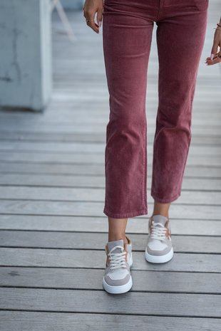 SOLANGE pantalon en velours rose
