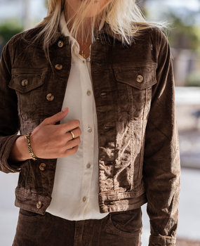 SOLEA veste en velours chocolat