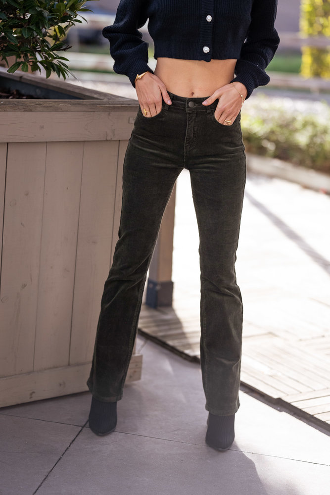 EMMA pantalon en velours kaki EMMA pantalon en velours kaki