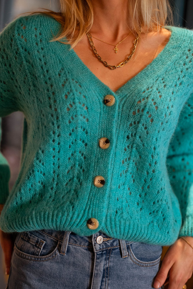 Des Petit Hauts Gilet Crazou Turquoise TURQUOISE