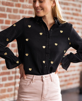 NAIA chemise noir à cœur doré