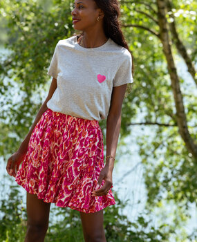 ATHEA t-shirt gris et rose fuchsia