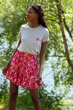 ATHEA t-shirt gris et rose fuchsia