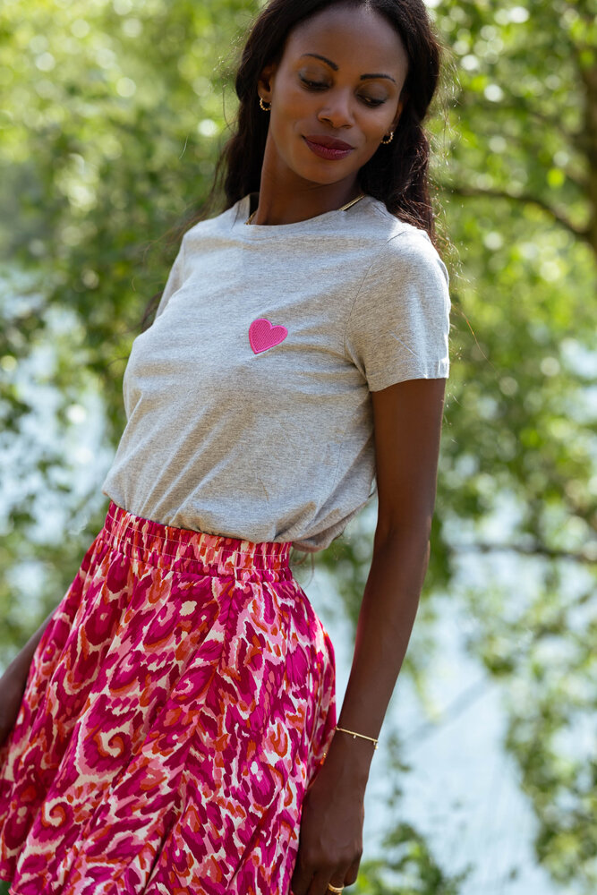 ATHEA t-shirt gris et rose fuchsia ATHEA t-shirt gris et rose fuchsia