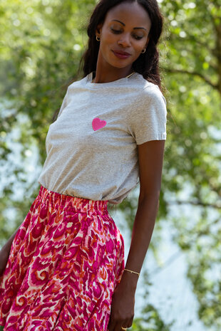 ATHEA t-shirt gris et rose fuchsia