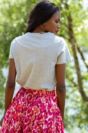 ATHEA t-shirt gris et rose fuchsia