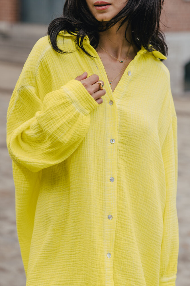 PATRIZIA robe-chemise mi-longue jaune