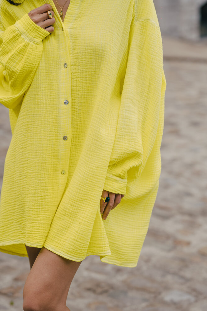 PATRIZIA robe-chemise mi-longue jaune