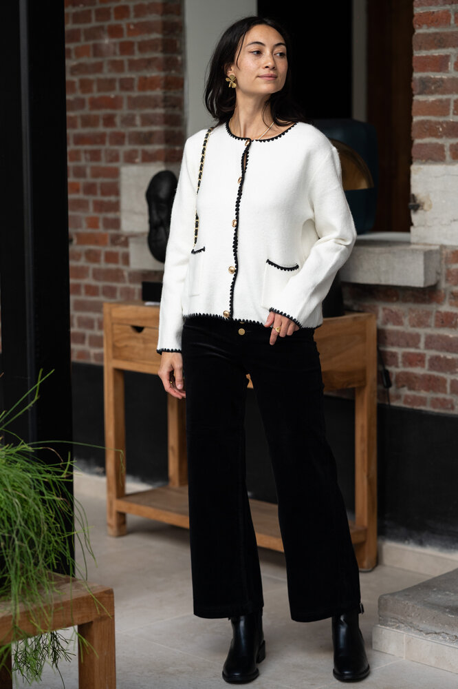 VALENTINA pantalon en velours noir