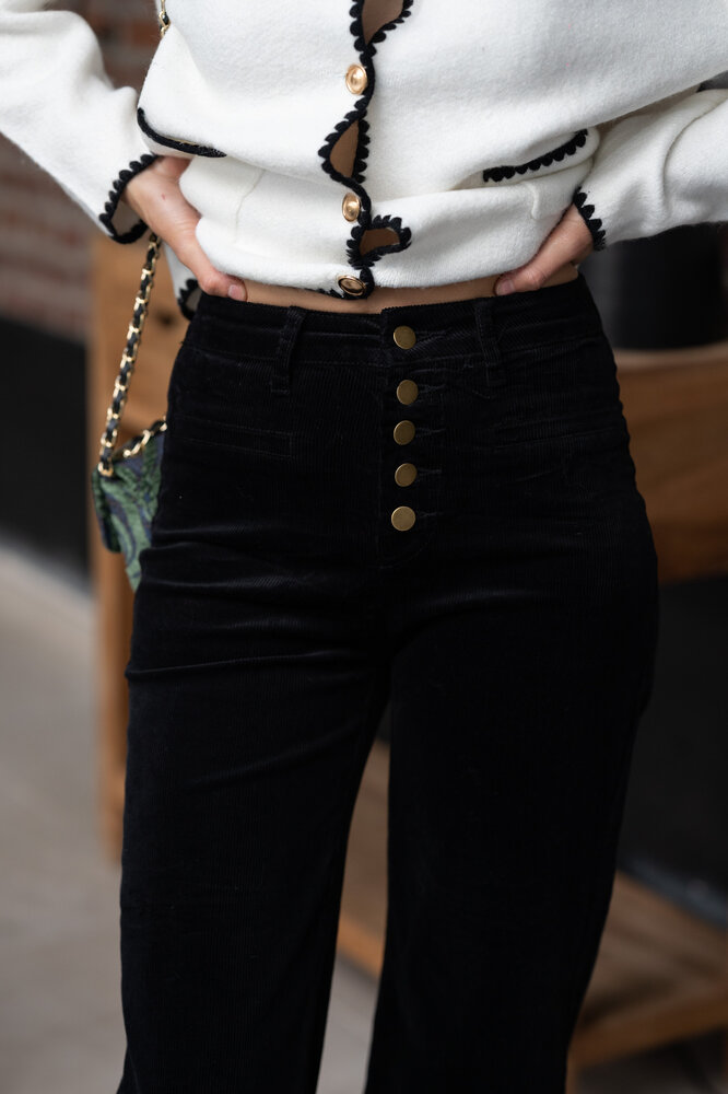 VALENTINA pantalon en velours noir