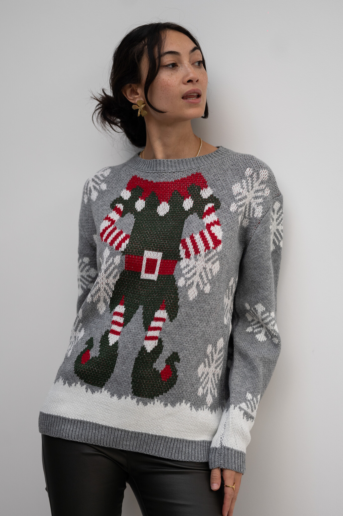 Pull De Noël L.L. Bean Avec Boutons Argentés - Pull Femme Taille L Occasion Très Bon état