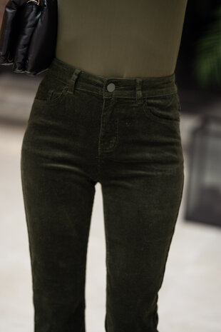 EMMA pantalon en velours kaki EMMA pantalon en velours kaki