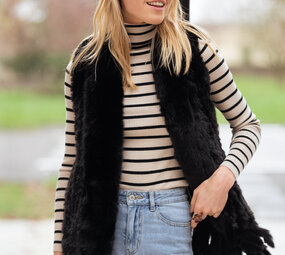 PAYLY gilet en fausse fourrure noir