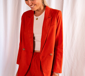 BRUNA blazer en lin terracotta