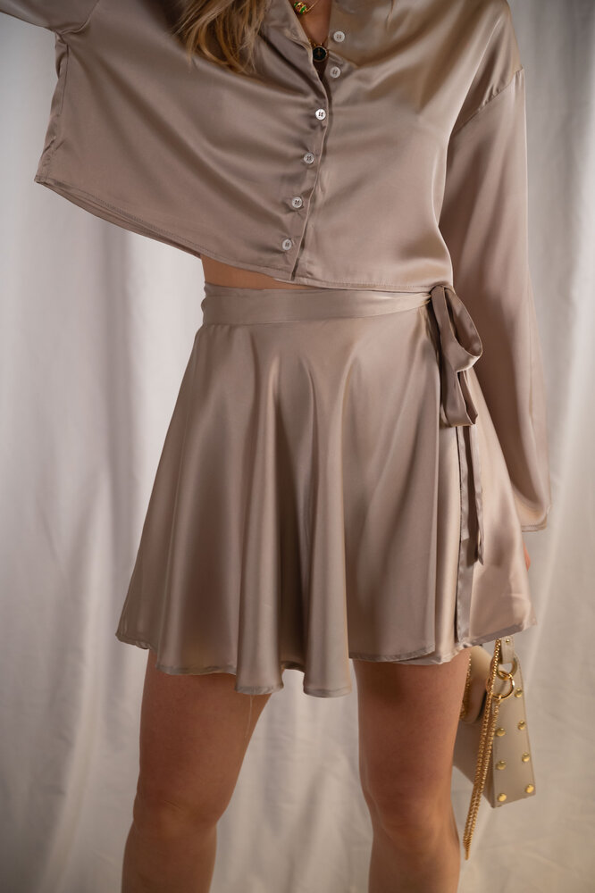 HALINA jupe portefeuille beige