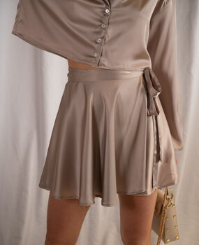 HALINA jupe portefeuille beige