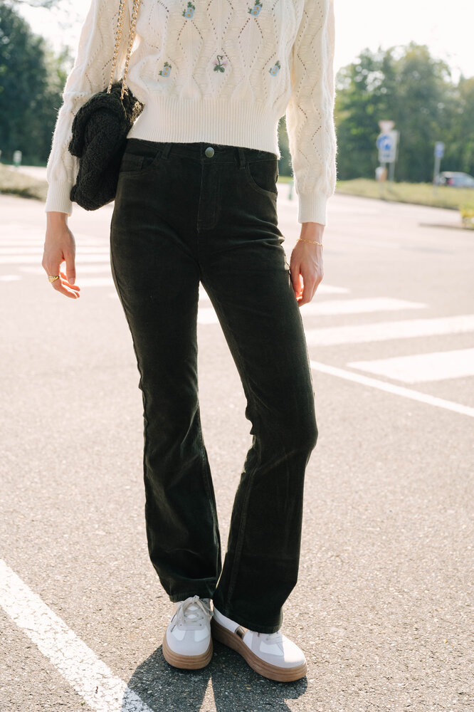 EMMA pantalon en velours kaki EMMA pantalon en velours kaki