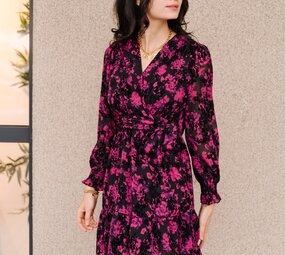 FLORINNE robe noire et rose