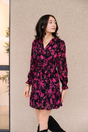FLORINNE robe noire et rose