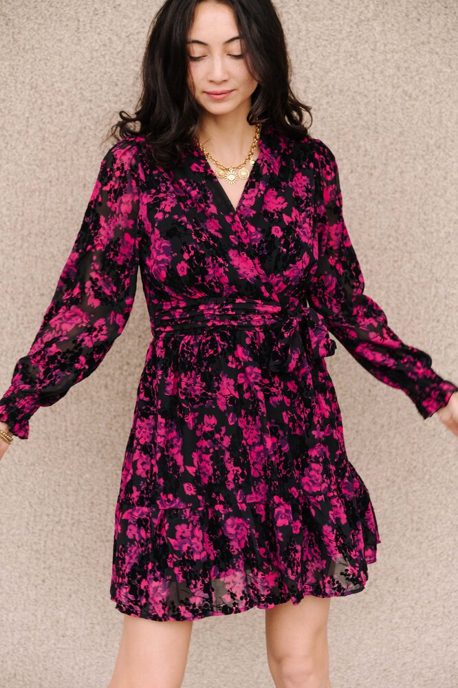 FLORINNE robe noire et rose