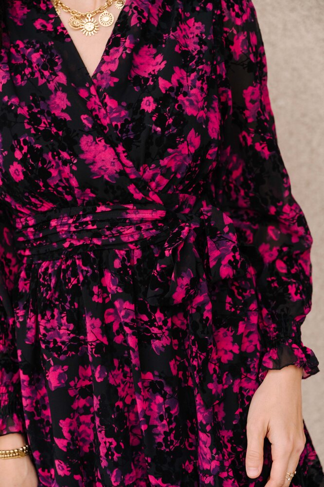 FLORINNE robe noire et rose